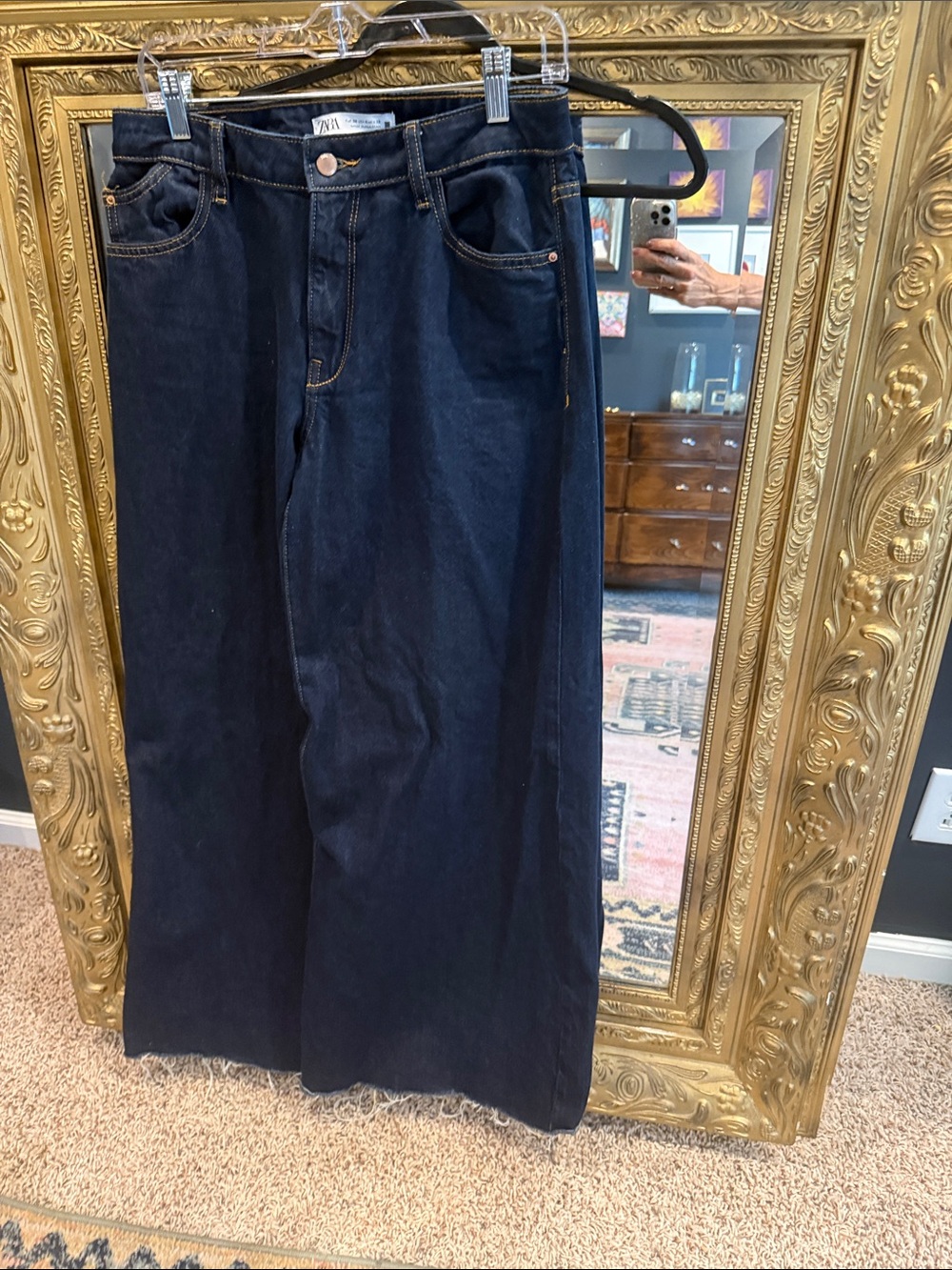 ZARA Dark Blue Wide-Leg Jeans for Women PALAZZO JEANS